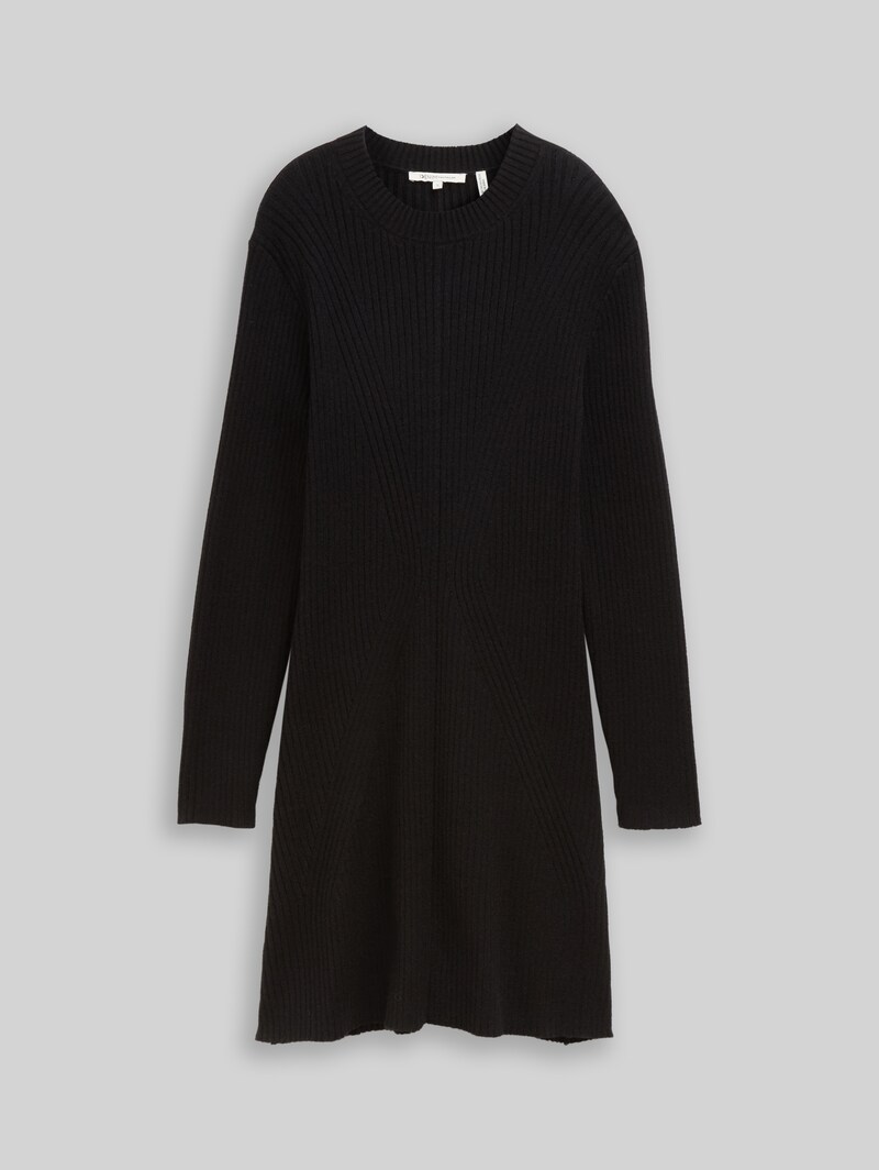 Tom Tailor Fitted Mini-Kleid aus Rippstrick - Deep Black