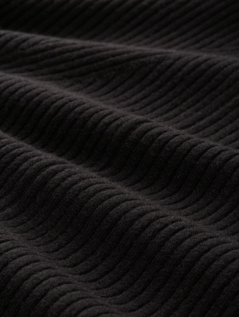 Tom Tailor Fitted Mini-Kleid aus Rippstrick - Deep Black