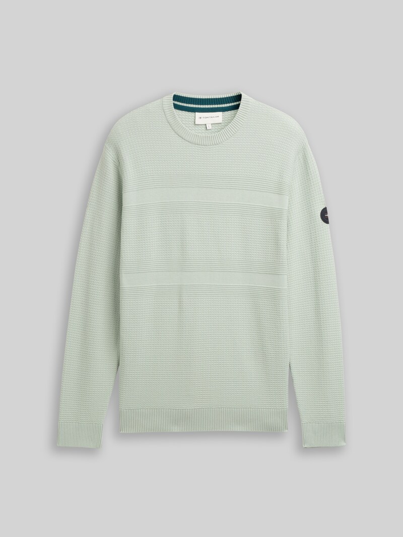Tom Tailor Strickpullover aus Baumwolle - Soft Greyish Green