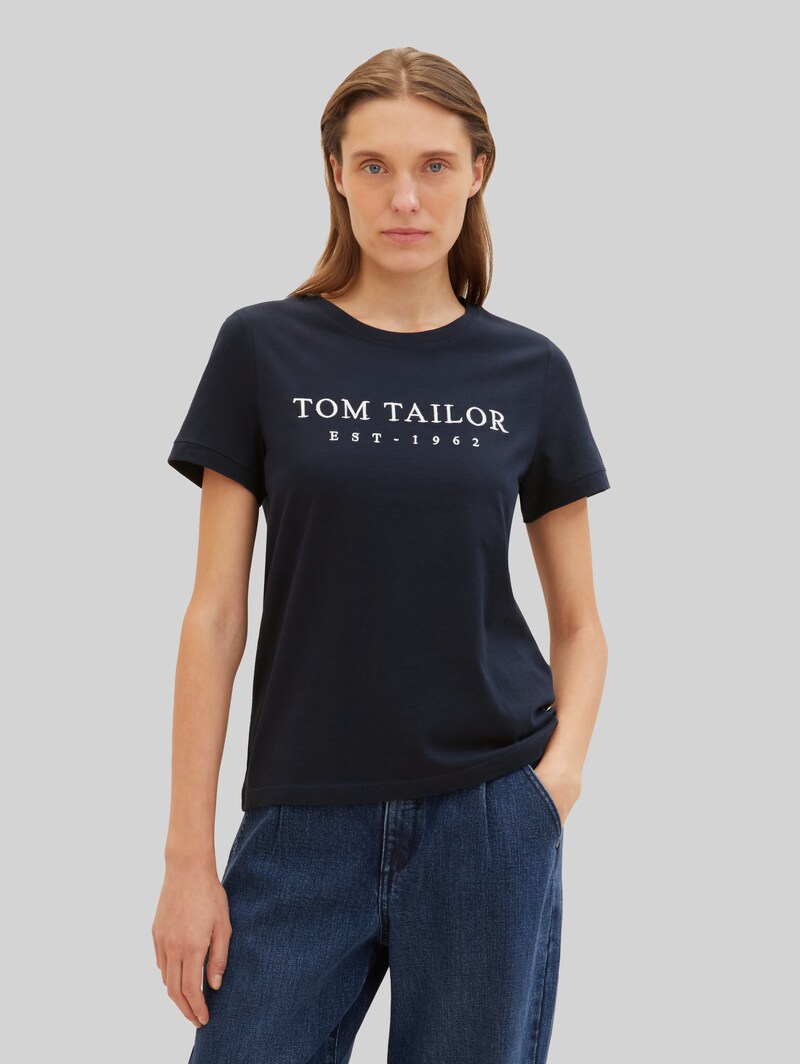 Tom Tailor T-Shirt mit Logo-Stickerei - Sky Captain Blue