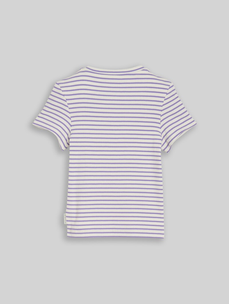 Tom Tailor Ripp T-Shirt mit Streifenmuster - Flashy Purple Stripe Tom Tailor Ripp T-Shirt mit Streifenmuster - Flashy Purple Stripe