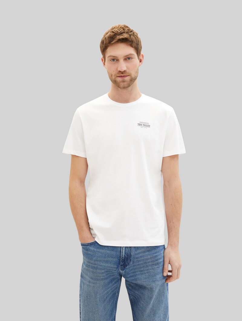 Tom Tailor T-Shirt mit Logo Print - White