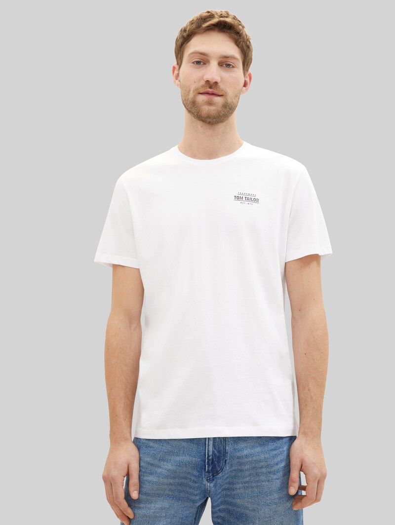 Tom Tailor T-Shirt mit Logo Print - White