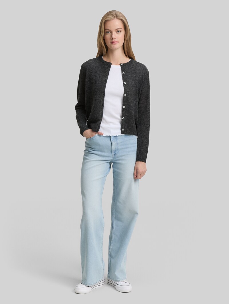 Tom Tailor Cardigan mit Rundhalsausschnitt - Shale Grey Melange