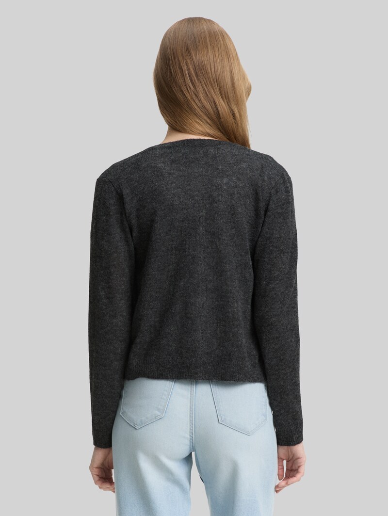 Tom Tailor Cardigan mit Rundhalsausschnitt - Shale Grey Melange