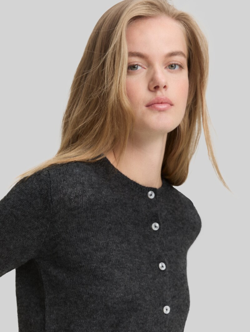 Tom Tailor Cardigan mit Rundhalsausschnitt - Shale Grey Melange