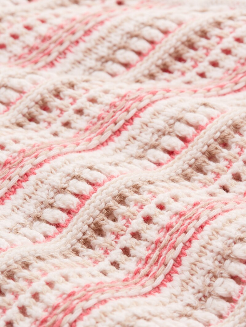 Tom Tailor Loose Fit Cardigan mit Streifenmuster - Pink Beige Stripe