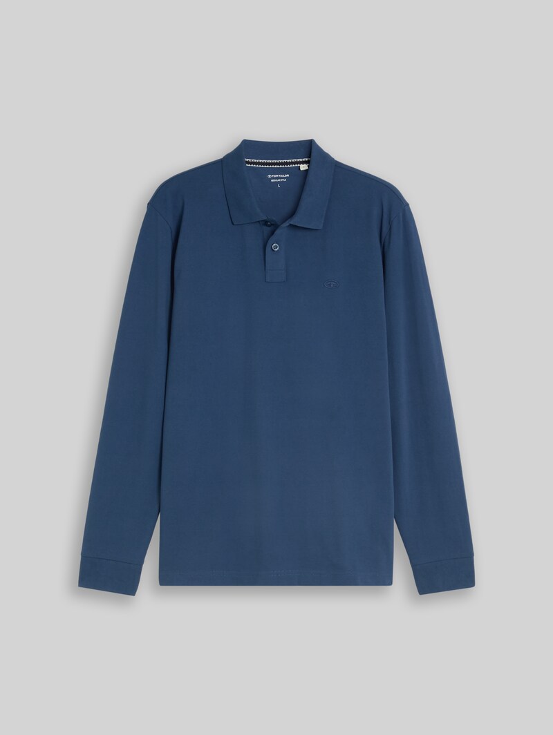Tom Tailor Langarm Piqué Poloshirt - Dark Duck Blue