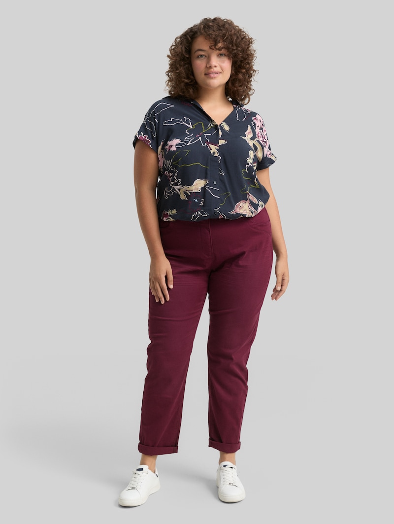 Tom Tailor Plus Size - Cropped Slim Hose - Bordeaux Red