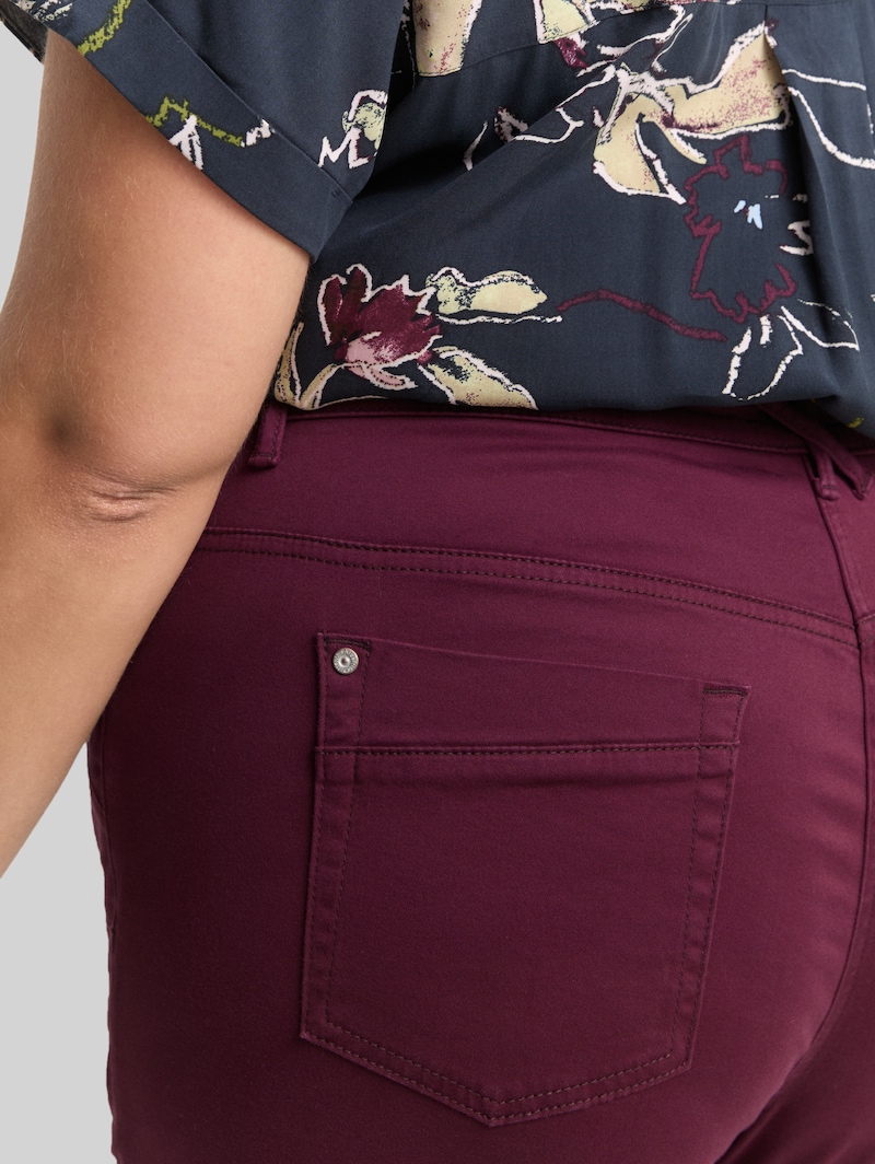 Tom Tailor Plus Size - Cropped Slim Hose - Bordeaux Red