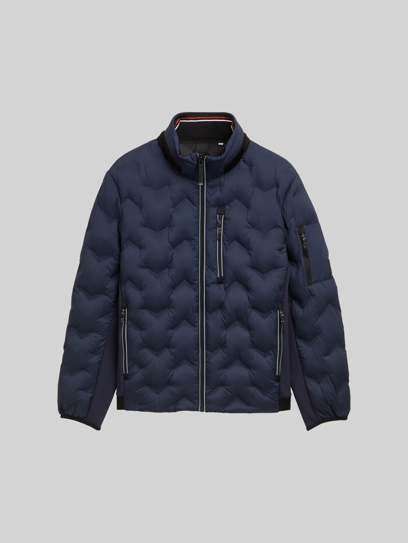 Tom Tailor Hybrid Steppjacke mit verstaubarer Kapuze - Sky Captain Blue