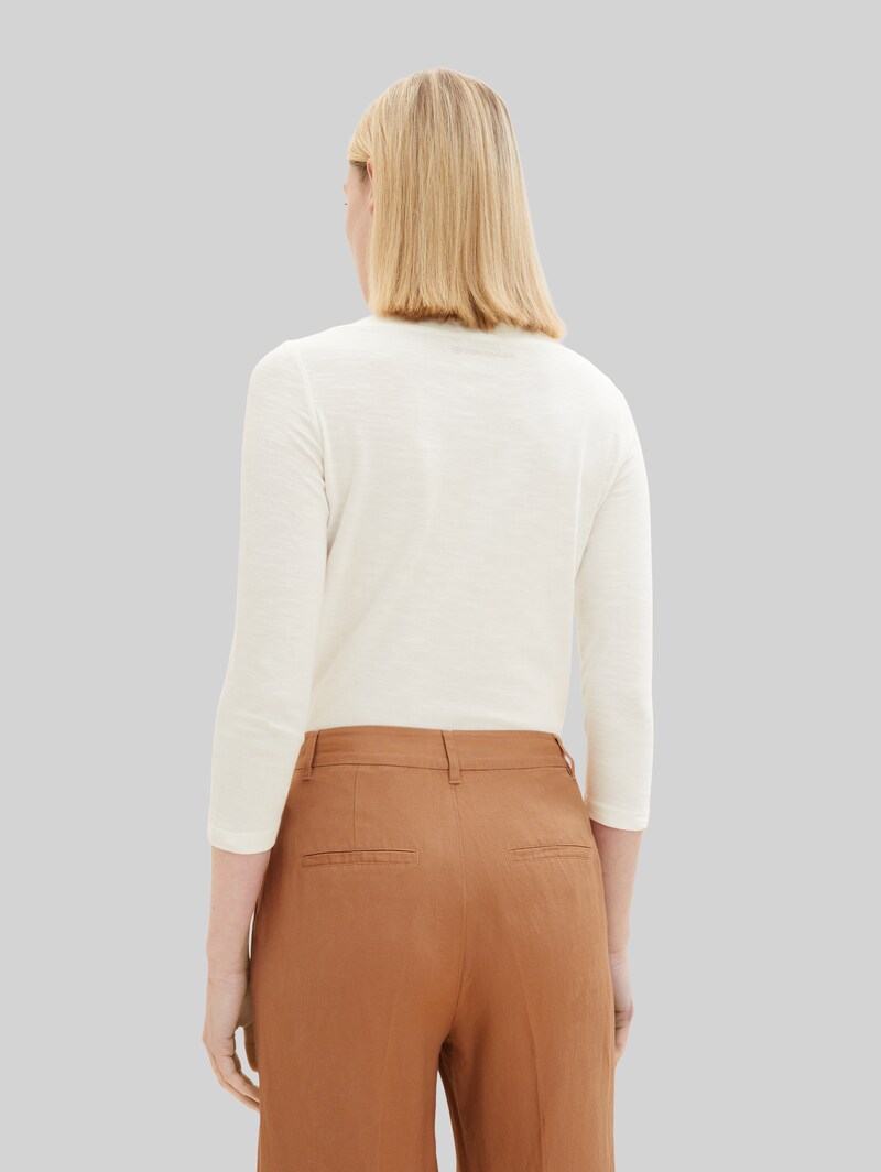 Tom Tailor Longsleeve mit 3/4-Arm aus Baumwolle - Whisper White