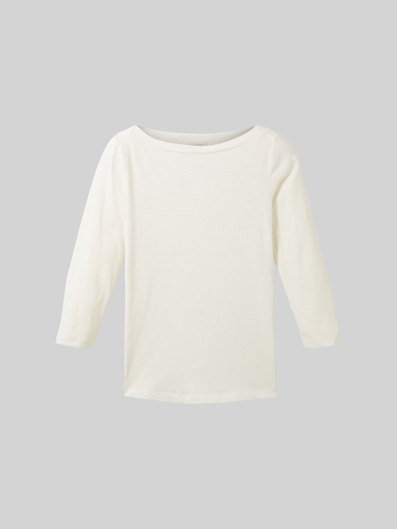 Tom Tailor Longsleeve mit 3/4-Arm aus Baumwolle - Whisper White