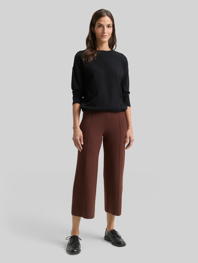 Tom Tailor Culotte Strickhose - Dark Pecan Brown Melange