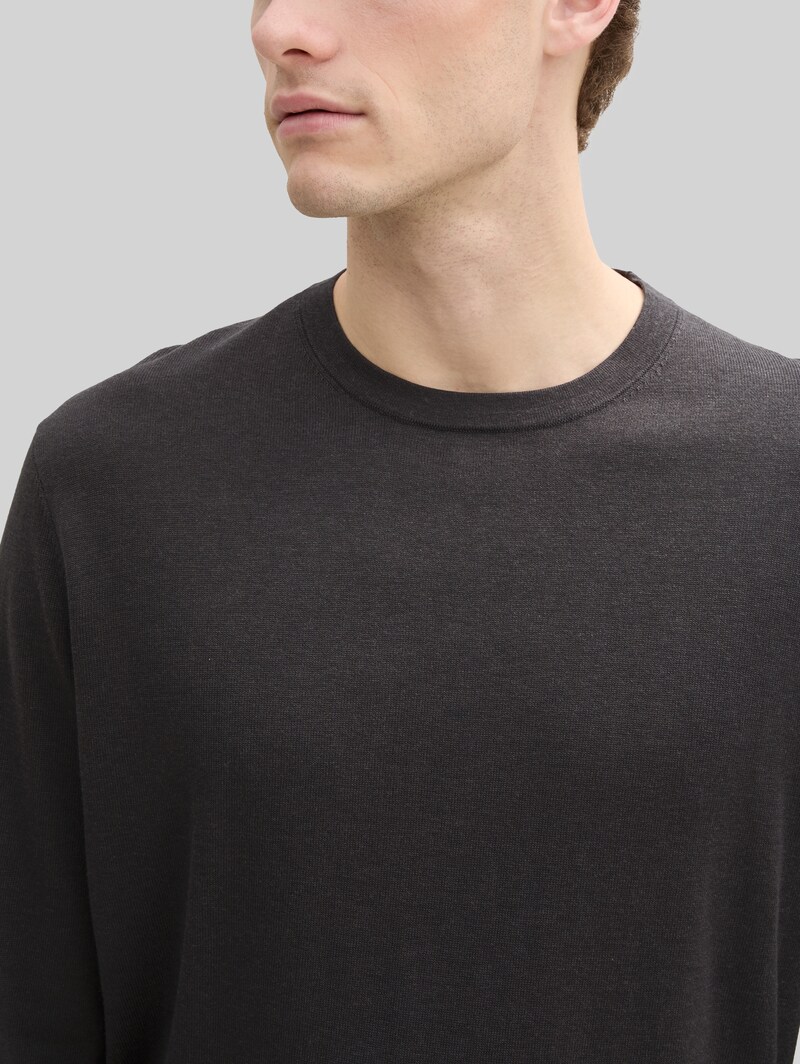 Tom Tailor Softtouch Strickpullover mit Seide - Tarmac Grey