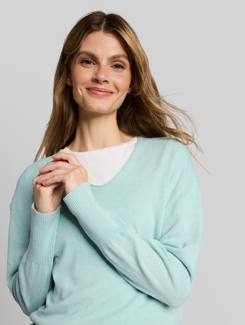 Tom Tailor Oversize Strickpullover mit Kaschmir-Anteil - Dusty Light Green Melange