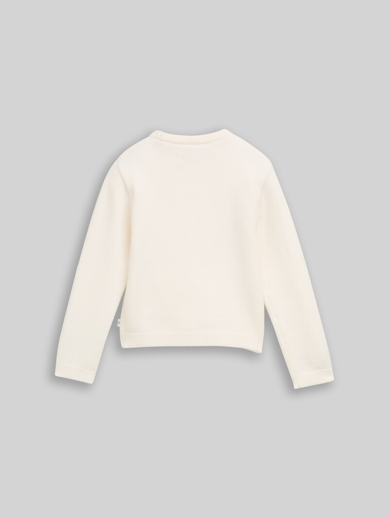 Tom Tailor Strickpullover mit Herz-Motiv - Gardenia White Tom Tailor Strickpullover mit Herz-Motiv - Gardenia White