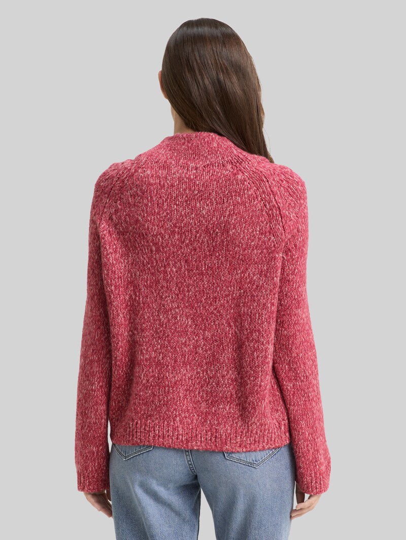 Tom Tailor Loose Fit Strickpullover mit Wollanteil - Pink Berry Mouline