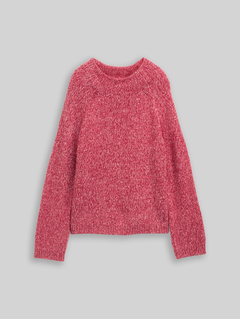 Tom Tailor Loose Fit Strickpullover mit Wollanteil - Pink Berry Mouline
