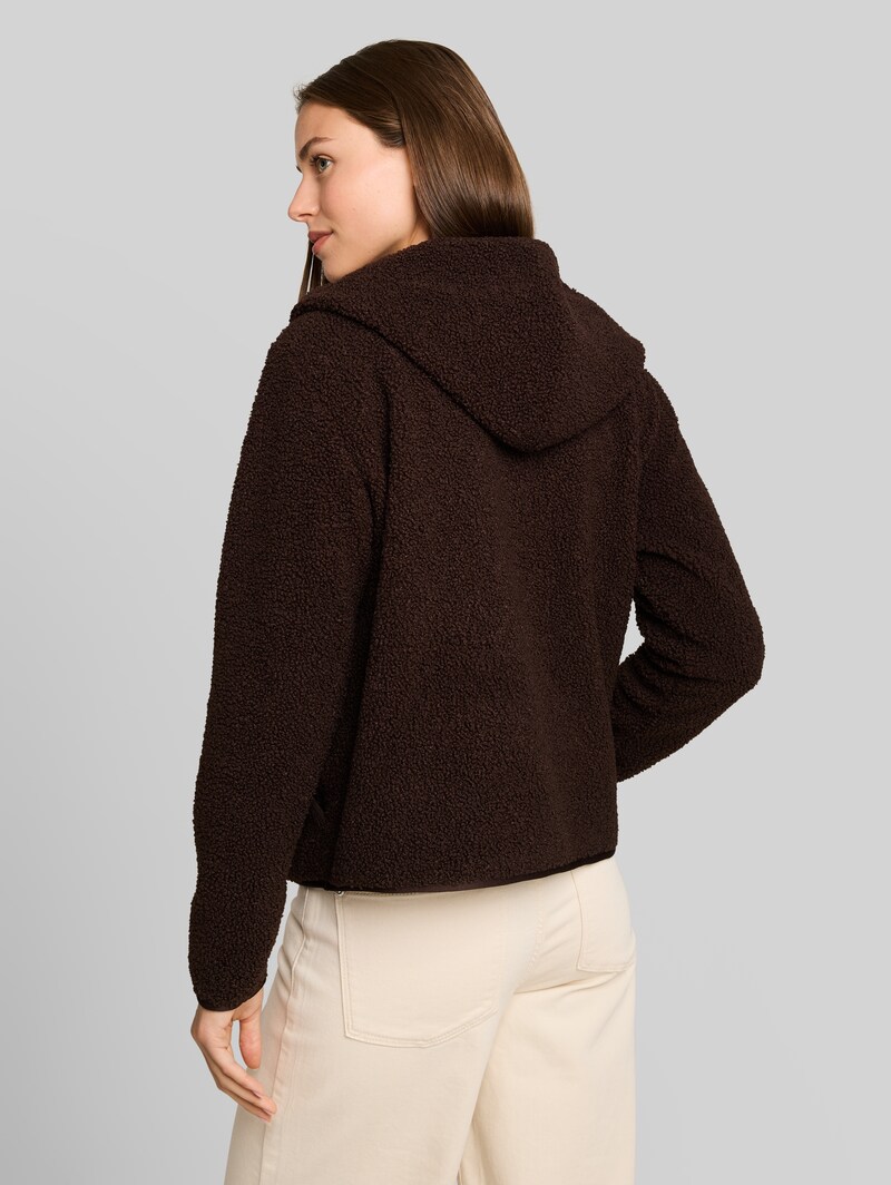 Tom Tailor Teddy Sweatjacke mit Kapuze - Java Dark Brown