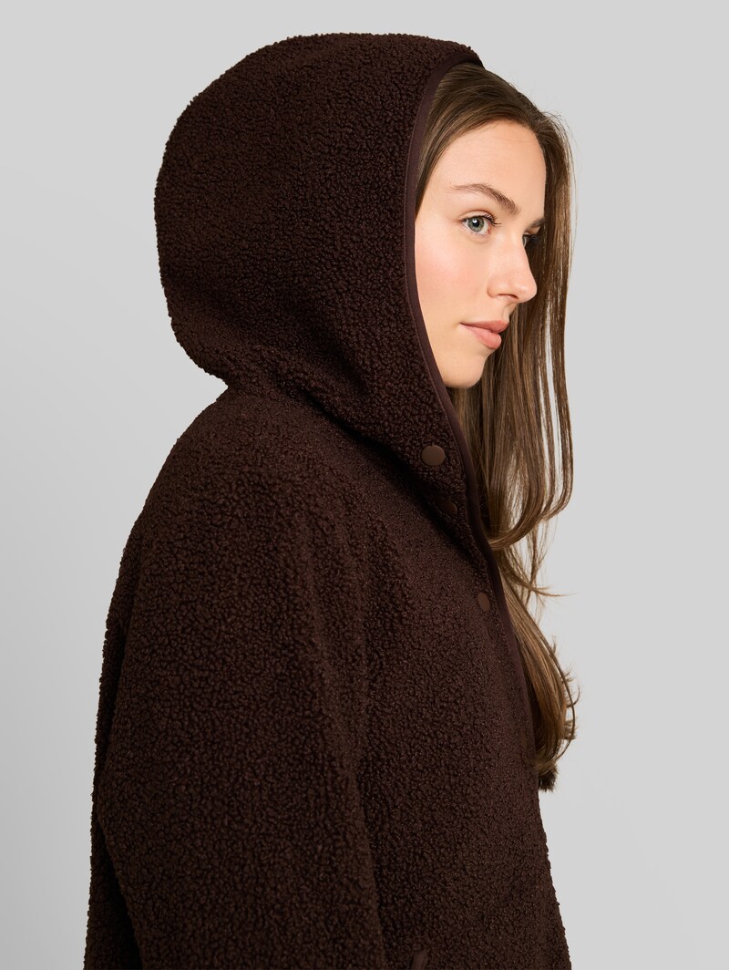 Tom Tailor Teddy Sweatjacke mit Kapuze - Java Dark Brown