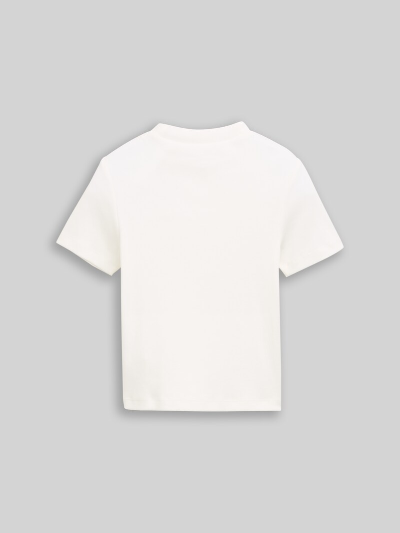 Tom Tailor Cropped T-Shirt mit Rippstruktur - Whisper White Tom Tailor Cropped T-Shirt mit Rippstruktur - Whisper White
