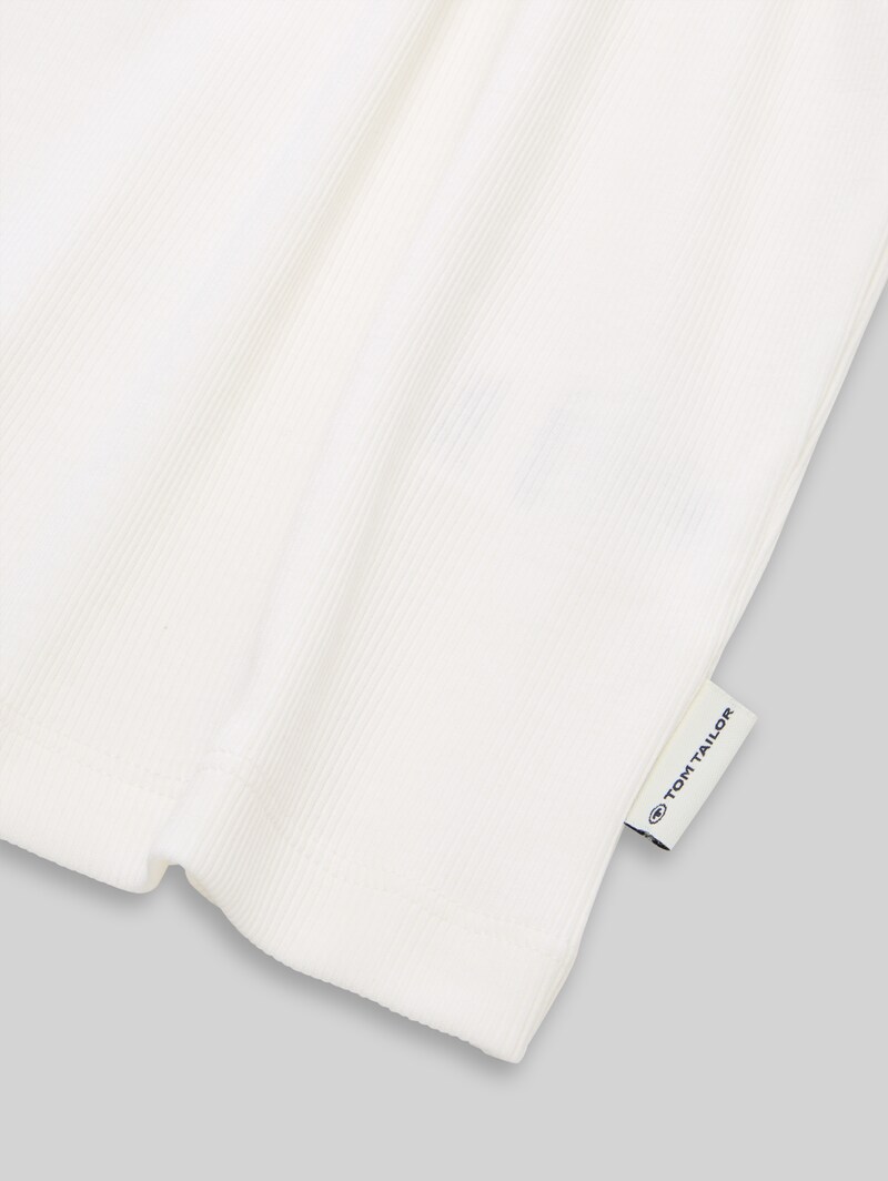 Tom Tailor Cropped T-Shirt mit Rippstruktur - Whisper White