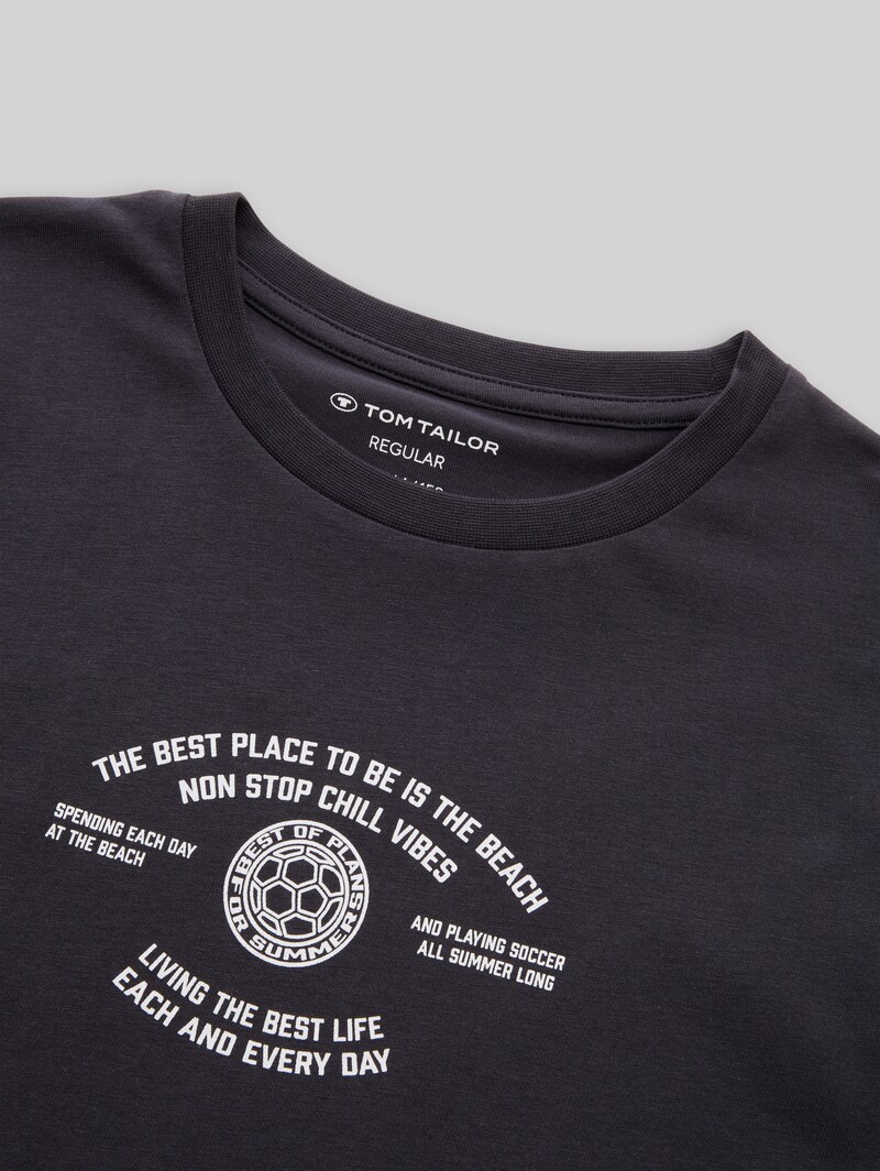Tom Tailor T-Shirt mit Print - Coal Grey