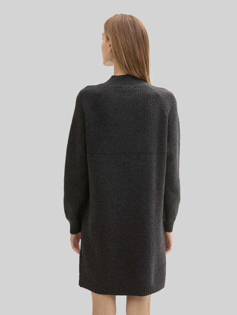 Tom Tailor Strickkleid mit Stehkragen - Shale Grey Melange