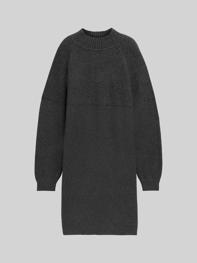 Tom Tailor Strickkleid mit Stehkragen - Shale Grey Melange