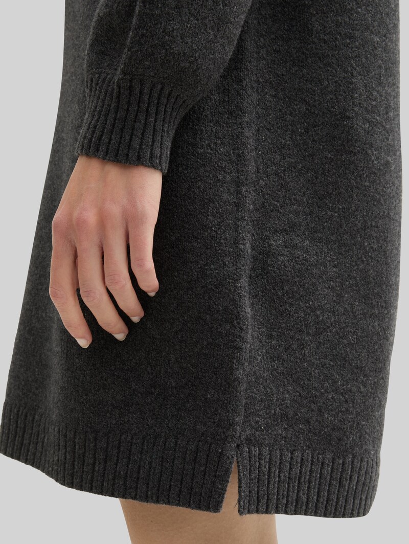 Tom Tailor Strickkleid mit Stehkragen - Shale Grey Melange