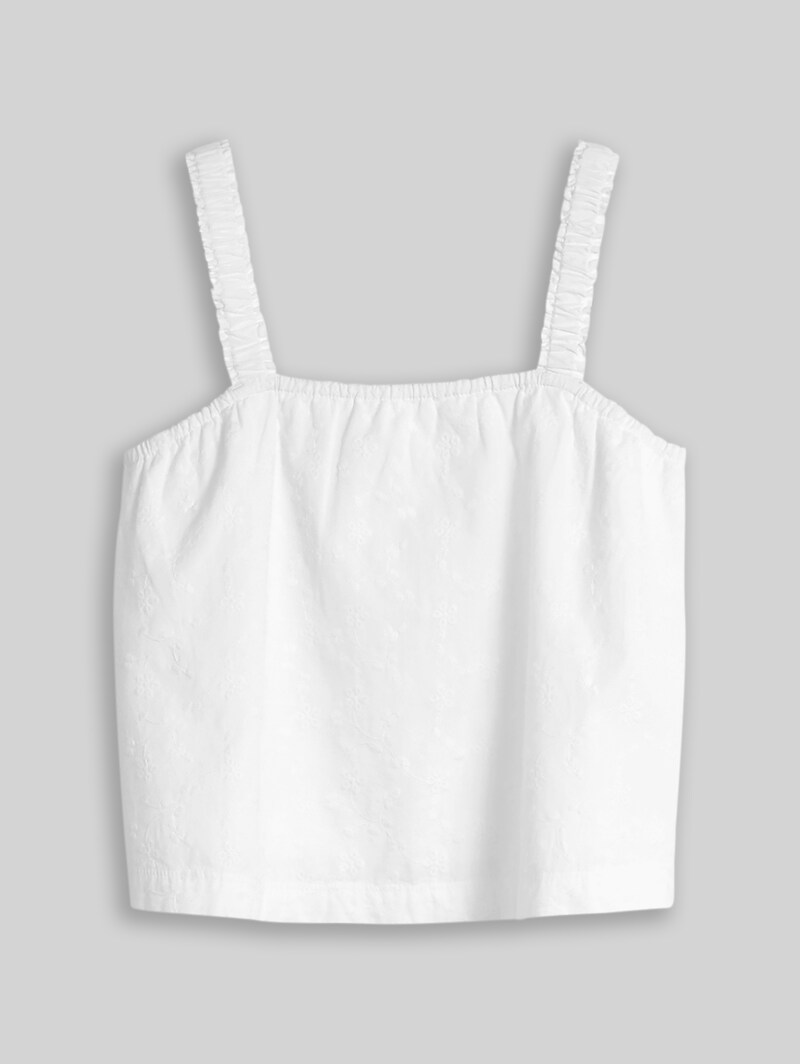 Tom Tailor Cropped Top mit Lochstickerei - White