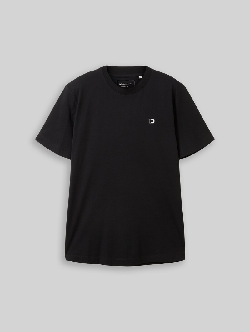 Tom Tailor Basic T-Shirt mit Logo-Print - Black