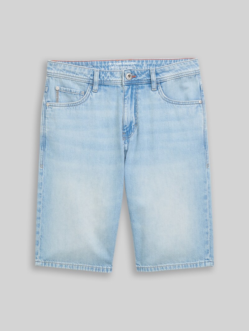 Tom Tailor TTMARVIN STRAIGHT Ultralight Jeans Shorts - Used Bleached Blue Denim