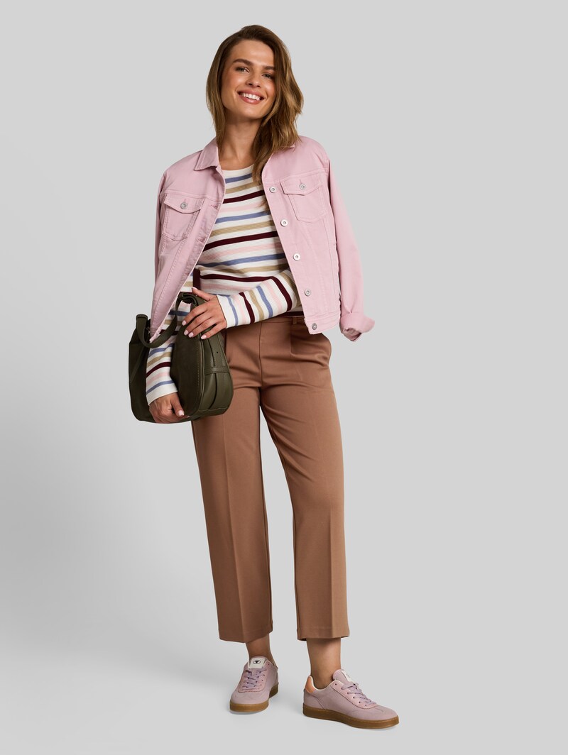 Tom Tailor Cropped Straight Hose mit Gürtel - Camel