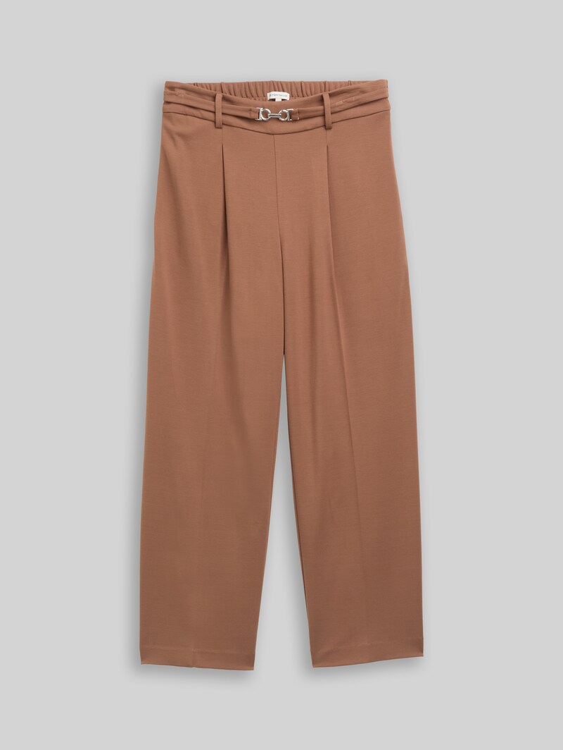 Tom Tailor Cropped Straight Hose mit Gürtel - Camel