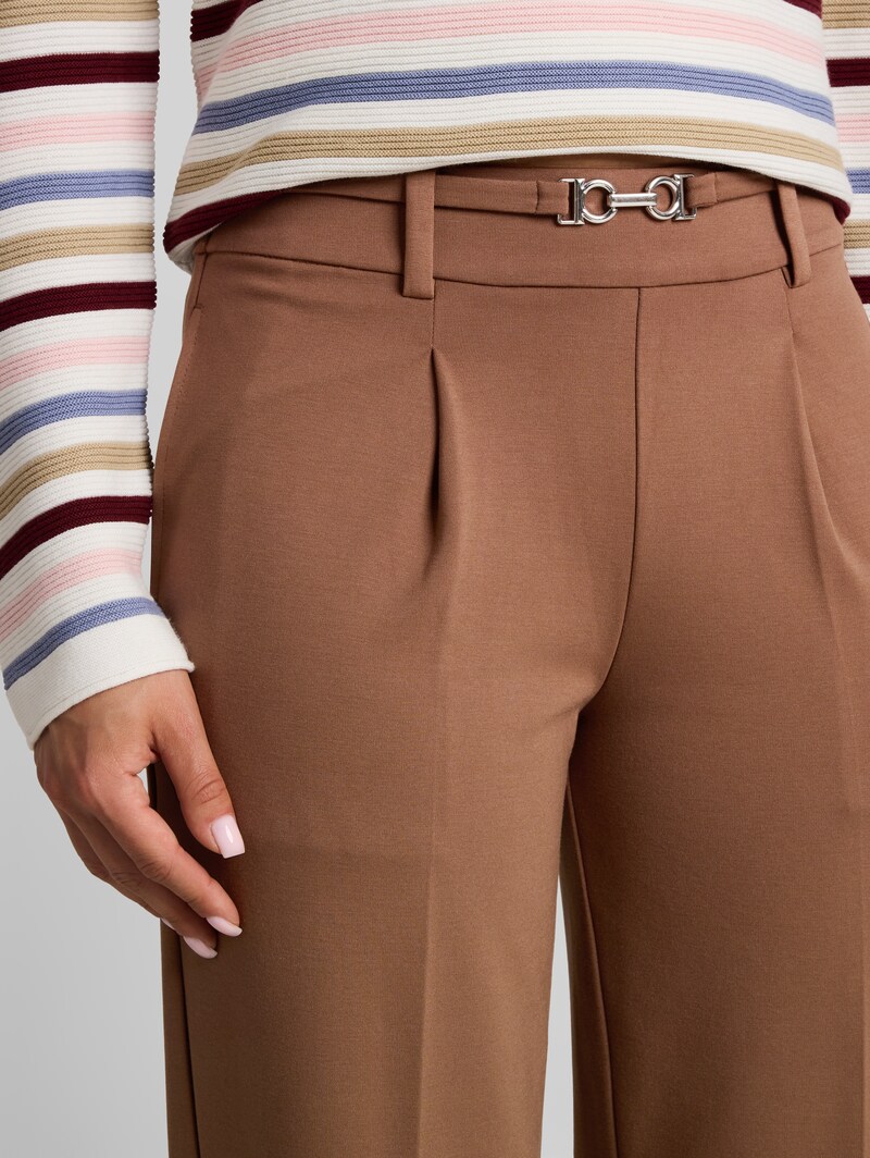 Tom Tailor Cropped Straight Hose mit Gürtel - Camel