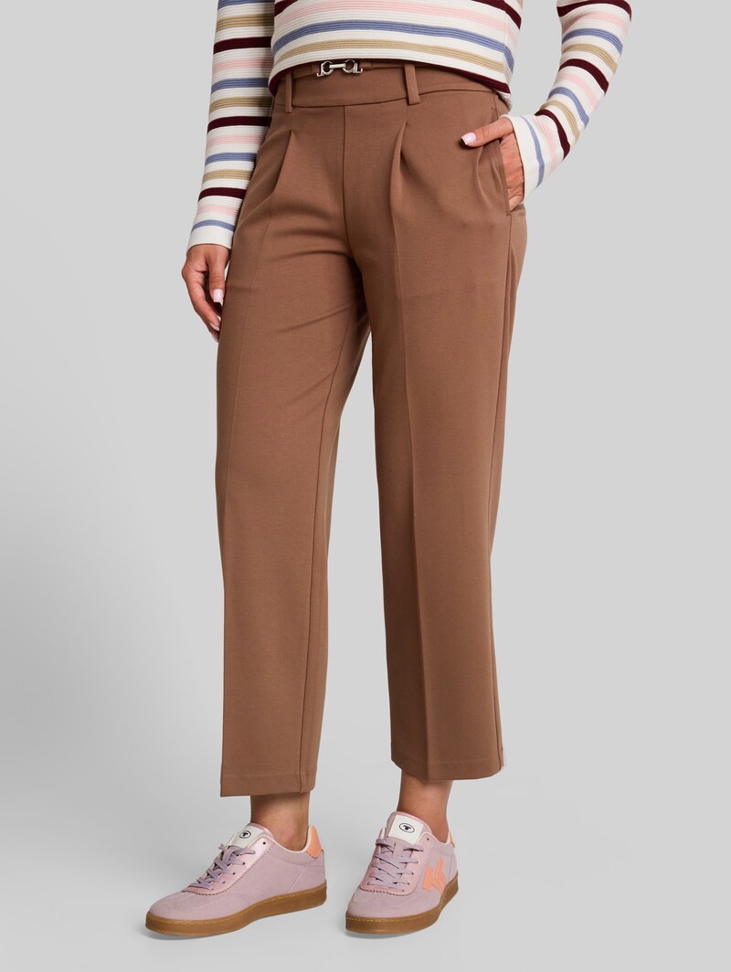 Tom Tailor Cropped Straight Hose mit Gürtel - Camel