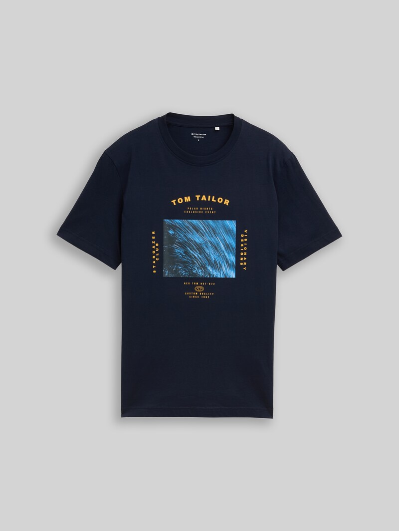 Tom Tailor T-Shirt mit Foto-Print - Sky Captain Blue