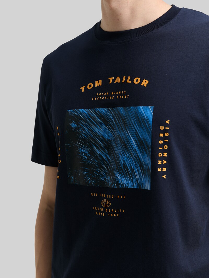 Tom Tailor T-Shirt mit Foto-Print - Sky Captain Blue