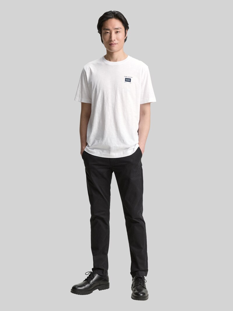 Tom Tailor Basic T-Shirt in Melange-Optik - White