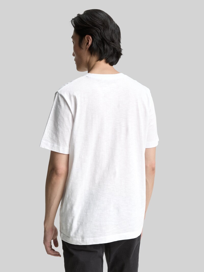 Tom Tailor Basic T-Shirt in Melange-Optik - White