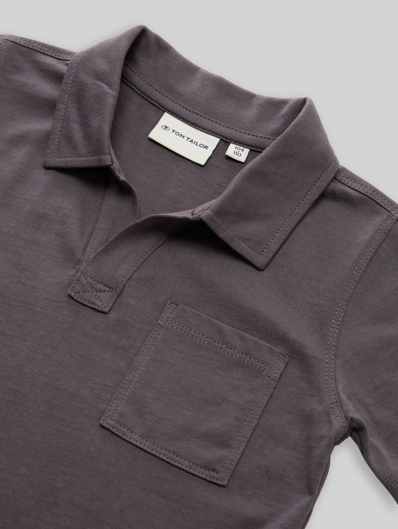 Tom Tailor Heavy-Jersey Poloshirt mit Brusttasche - Dark Urban Grey