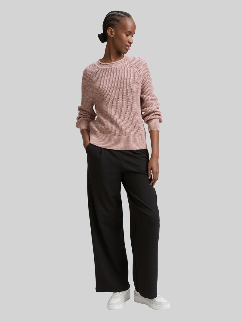 Tom Tailor Strickpullover mit leichten Ballonärmeln - Antique Rose Melange