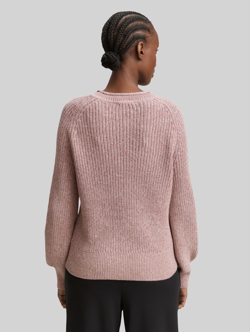 Tom Tailor Strickpullover mit leichten Ballonärmeln - Antique Rose Melange