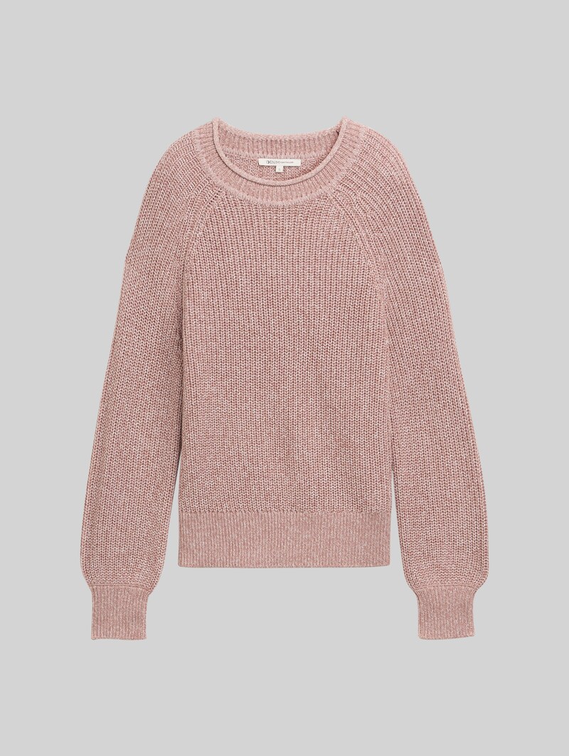 Tom Tailor Strickpullover mit leichten Ballonärmeln - Antique Rose Melange