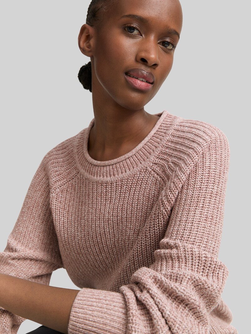 Tom Tailor Strickpullover mit leichten Ballonärmeln - Antique Rose Melange