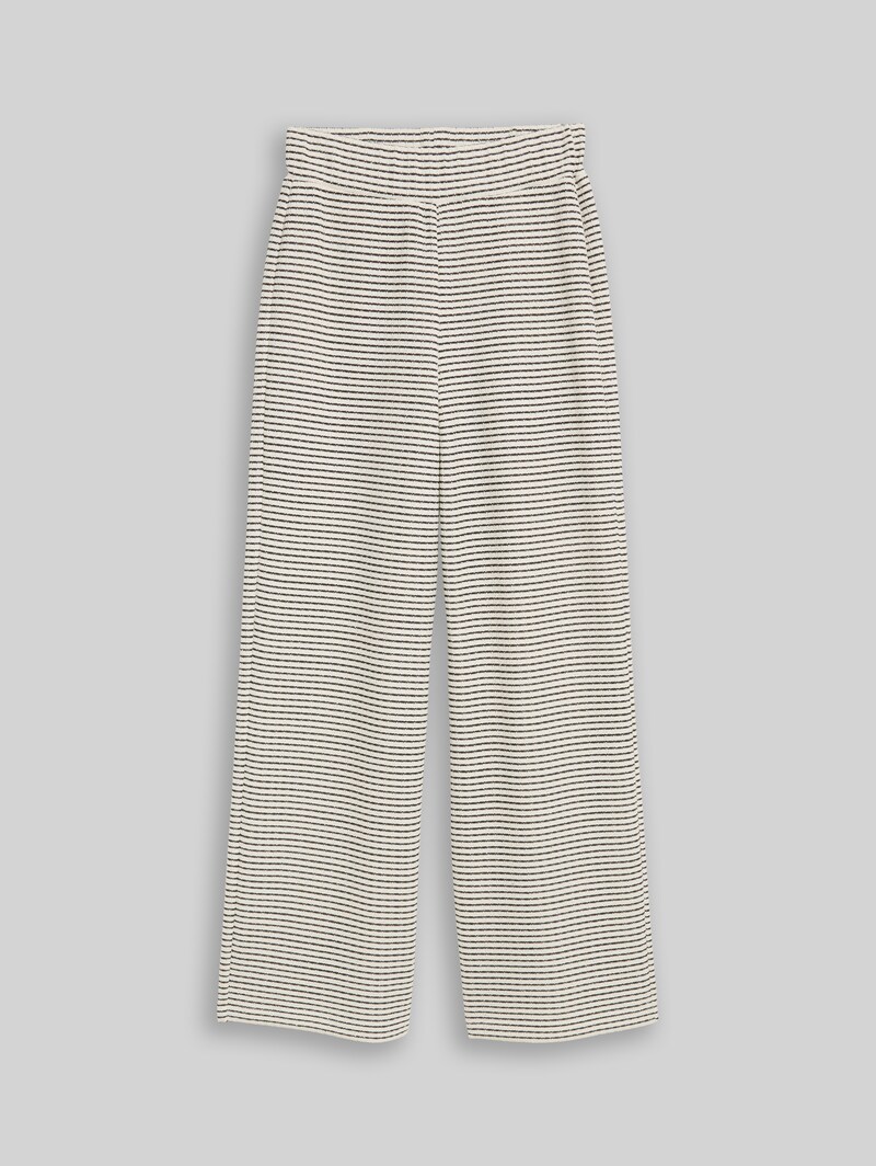 Tom Tailor Wide Leg Strickhose - White Black Knit Stripe