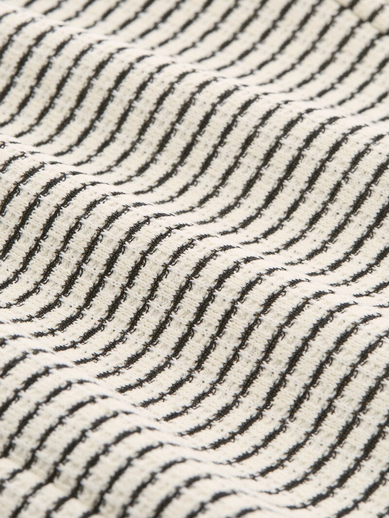 Tom Tailor Wide Leg Strickhose - White Black Knit Stripe
