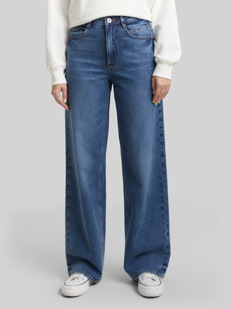 Tom Tailor TTMADINA WIDE Jeans - Mid Stone Wash Denim